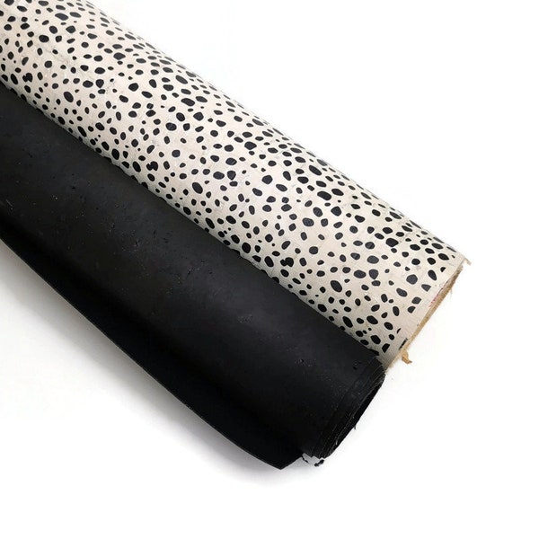 Cork Fabric Bundle - 35X50cm of White Dalmata (412) and 35X50cm of Black cork fabric Pack