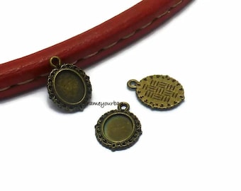10 pcs Antique Bronze Vintage Copper Filled Flowers Edge Oval Cameo Cabochon Base Settings inner 18x13mm - P53
