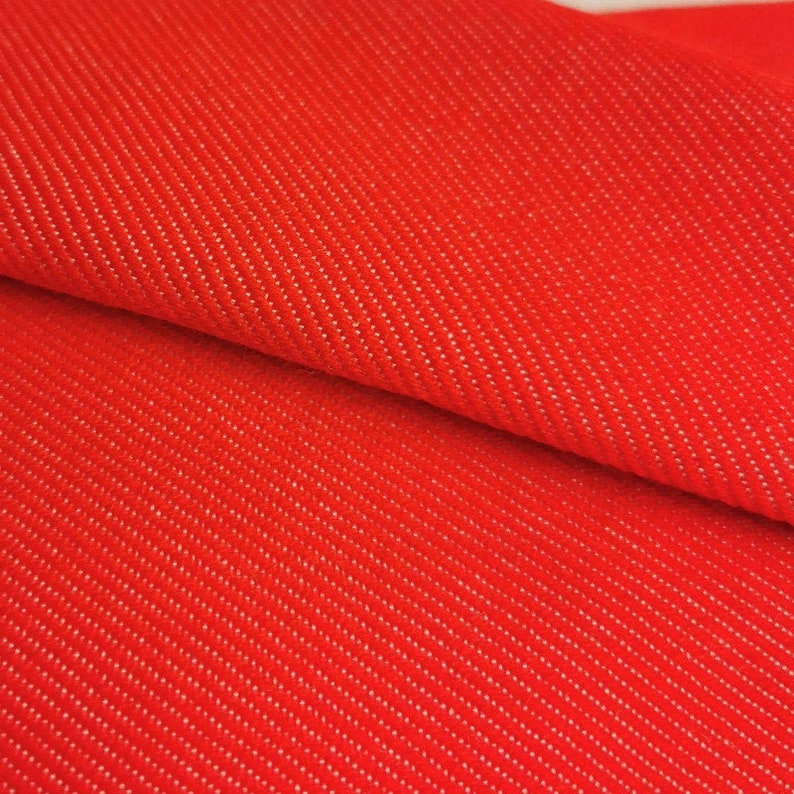 Red Denim Fabric by the Yard Jeans Cotton Fabric Jeans Etsy