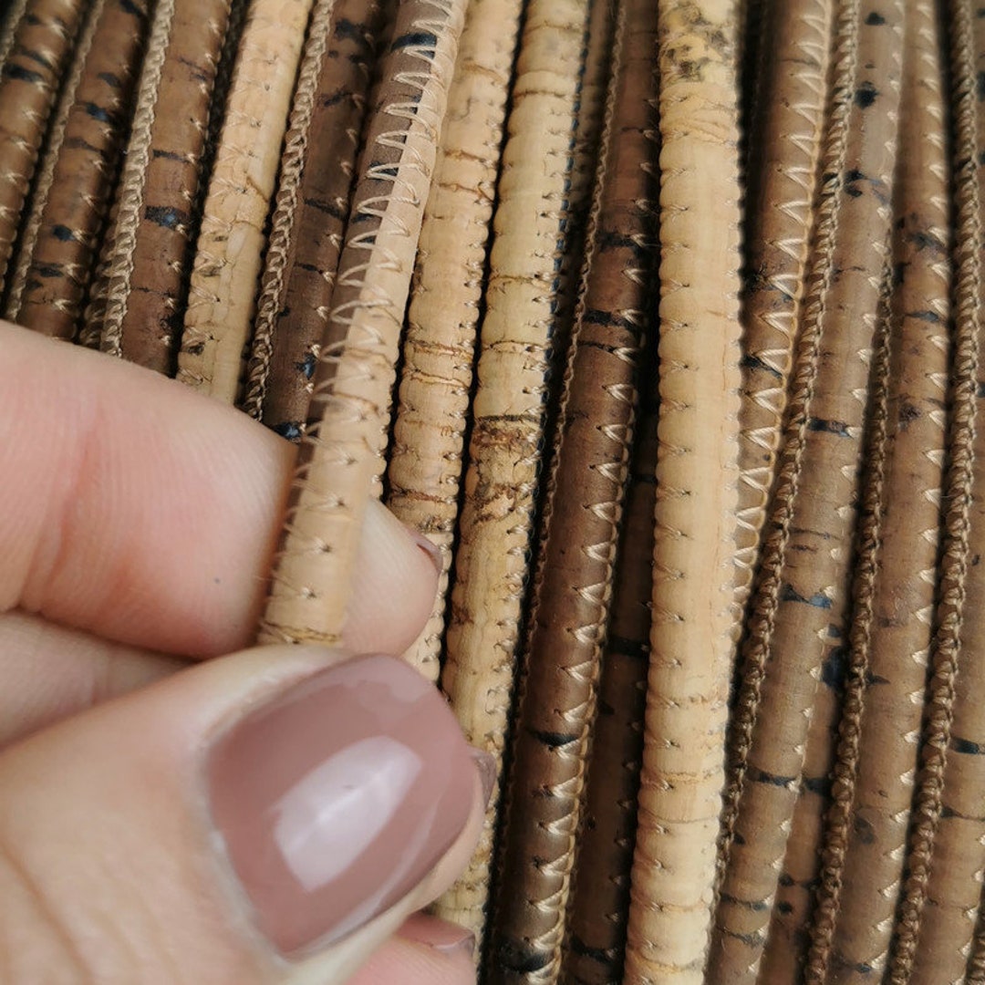 1 Meter Portuguese Cork 5mm Leather Cord, Brown and Natural (european ...