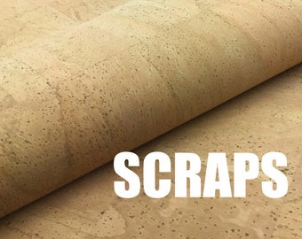 Scrap Cork Leather - Portuguese cork fabric Natural THICKER backing