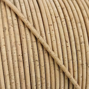 Round cork leather cord jewelry all natural cord bulk necklace making jewelry designers   - 3mm Genuine Cork Cord (European product) REF-2