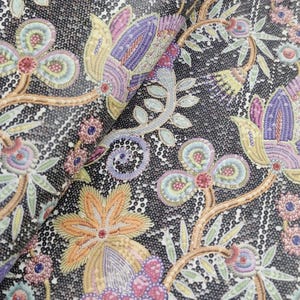 Portuguese cork fabric sheet, Cute Flowers Pattern on White Rustic Cork 68x50cm / 26.77''x19.69'' (423)