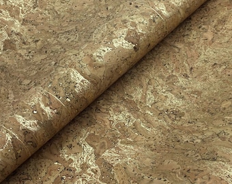 Cork Fabric with golden roots 50x68 cm - Portuguese cork leather / 26.77''x19.69''
