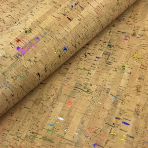 Cuero de corcho - Tejido de corcho arcoíris metalizado natural - Met 68x50cm / 26,77''x19,69''