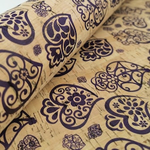 100x140cm Cork leather, green product, Portuguese cork fabric, Printed pattern (31)
