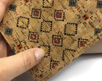 Portuguese cork fabric, Printed pattern 68x50cm / 26.77''x19.69'', (51)