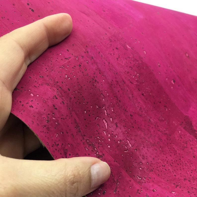 Portuguese cork leather 27.50x20 Cork Fabric Pink Fuchsia 50x68 cm