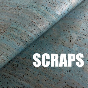 scrap - Cork fabric by the yard, Portuguese cork fabric Petroleum Blue