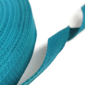 25 mm Light Blue twill cotton tape by the yard, cotton ribbon (5 meters)