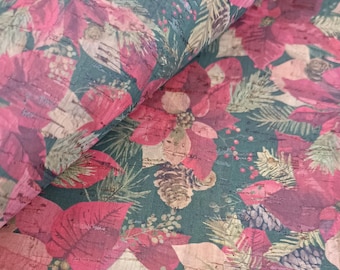 ポルトガル産コルク生地、天然コルクにプリント柄、ヴィーガン