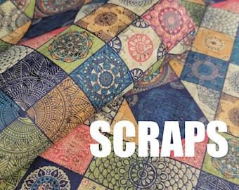 scrap Tiles printed pattern on natural cork (201)