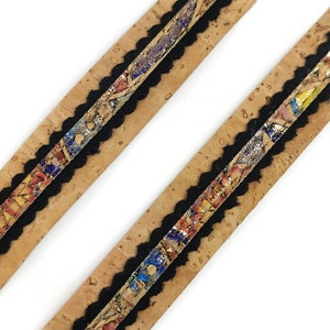 18mm Flat natural cork strip with black and colorful cork