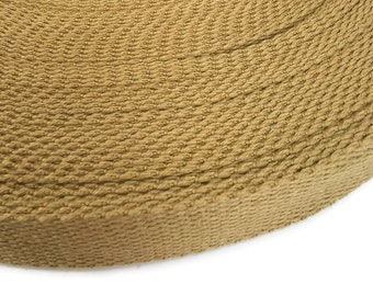 25 mm Beige twill cotton tape by the yard, cotton ribbon(5 meters)