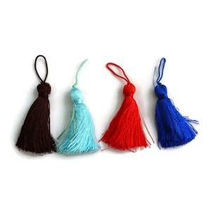4 pieces- Tassel Fabric fringe brown/light blue/red/blue klein TS03