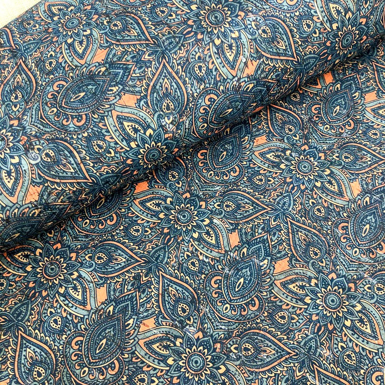 Portuguese Cork Fabric Sheet Cool Henna Mehndi Flowers Etsy