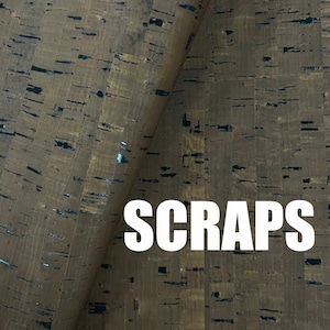 scrap - Cork Leather, Portuguese cork fabric Chocolate rustic pattern