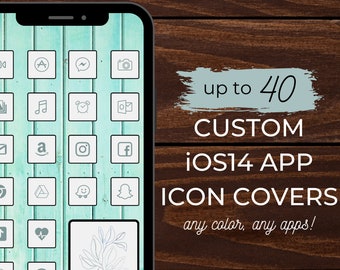 CUSTOM iOS14 Icon Covers / Hasta 40 iPhone Logos Customd Aesthetic Monochromatic Home Screen Widgets