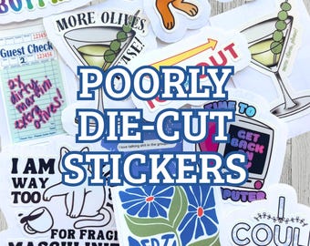 Pegatinas mal troqueladas / Pegatinas con troquelados descuidados