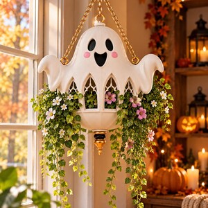 Ghost Planter STL, Hanging Ghost Planter 3D Print File, Halloween Planter STL, Ghost Flower Pot, Spooky Decor, Printable STL
