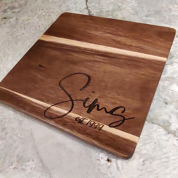 Salvamanteles de madera personalizado, Decoración de cocina, Grabado láser, Placa calefactora personalizada, Regalo de inauguración de la casa, Regalo de boda, Regalo de aniversario, Agarradera