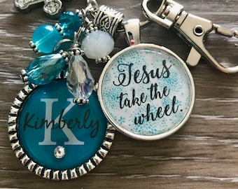 Custom 16 birthday gift for girls ~ Jesus take the wheel ~ New driver keychain ~ Personalized keychain ~ Name necklace ~ Gift for Girls