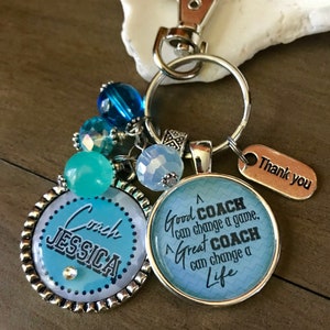 Coach gift ~ Thank you gift for coach ~ Personalized coach keychain ~ A good coach can change a game a great coach can change a life ~ new