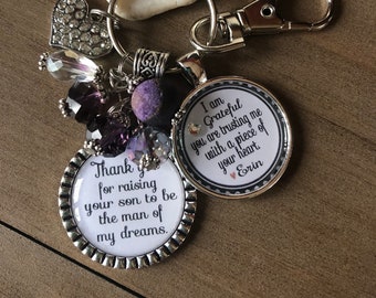 MOTHER of the GROOM GIFT, Thank you for  raising your son man of my dreams trusting me with a piece of your heart, wedding necklace keychain