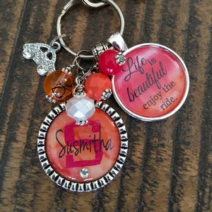 'Life Is Beautiful Enjoy The Ride' Sweet 16 Birthday Keychain - Stainless Steel, 1 Inch Pendant - View #2