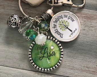 Teacher gift, Personalized Teacher Gift, Thanks for helping me grow, Gifts for Teachers, Teacher Jewelry,  Thank you End of Year Gift