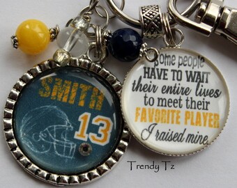 SPORTS GIFT, PERSONALIZED Football Mom necklace with number mom childrens names sport jersey number team colors custom cute helmet last name