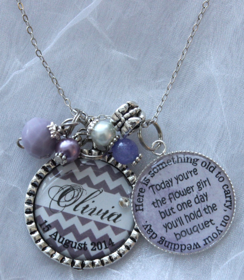Flower Girl Necklace Personalized Childrens Name Daughter Etsy