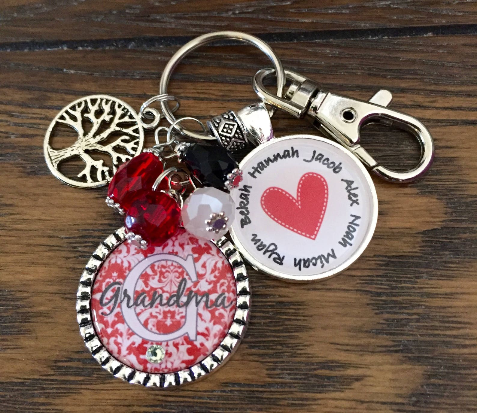 Personalized Grandma Keychain Childrens Name Nana Mom Gift Etsy