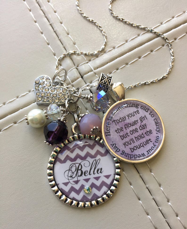 Flower Girl Necklace Personalized Childrens Name Daughter Etsy