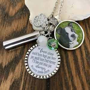 Custom Pet Photo necklace, Personalized Cremation necklace, If love alone could have kept you here you would have lived forever, loss of dog