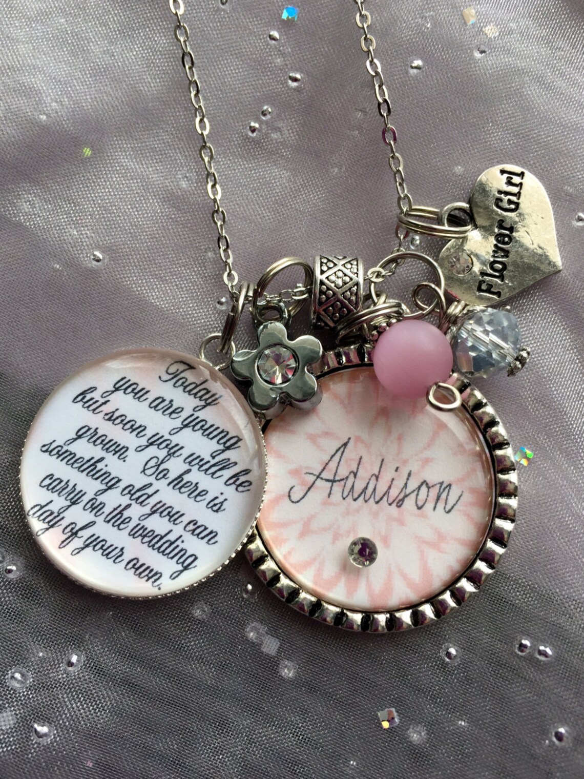 Personalized FLOWER GIRL Necklace Children's Jewelry Etsy