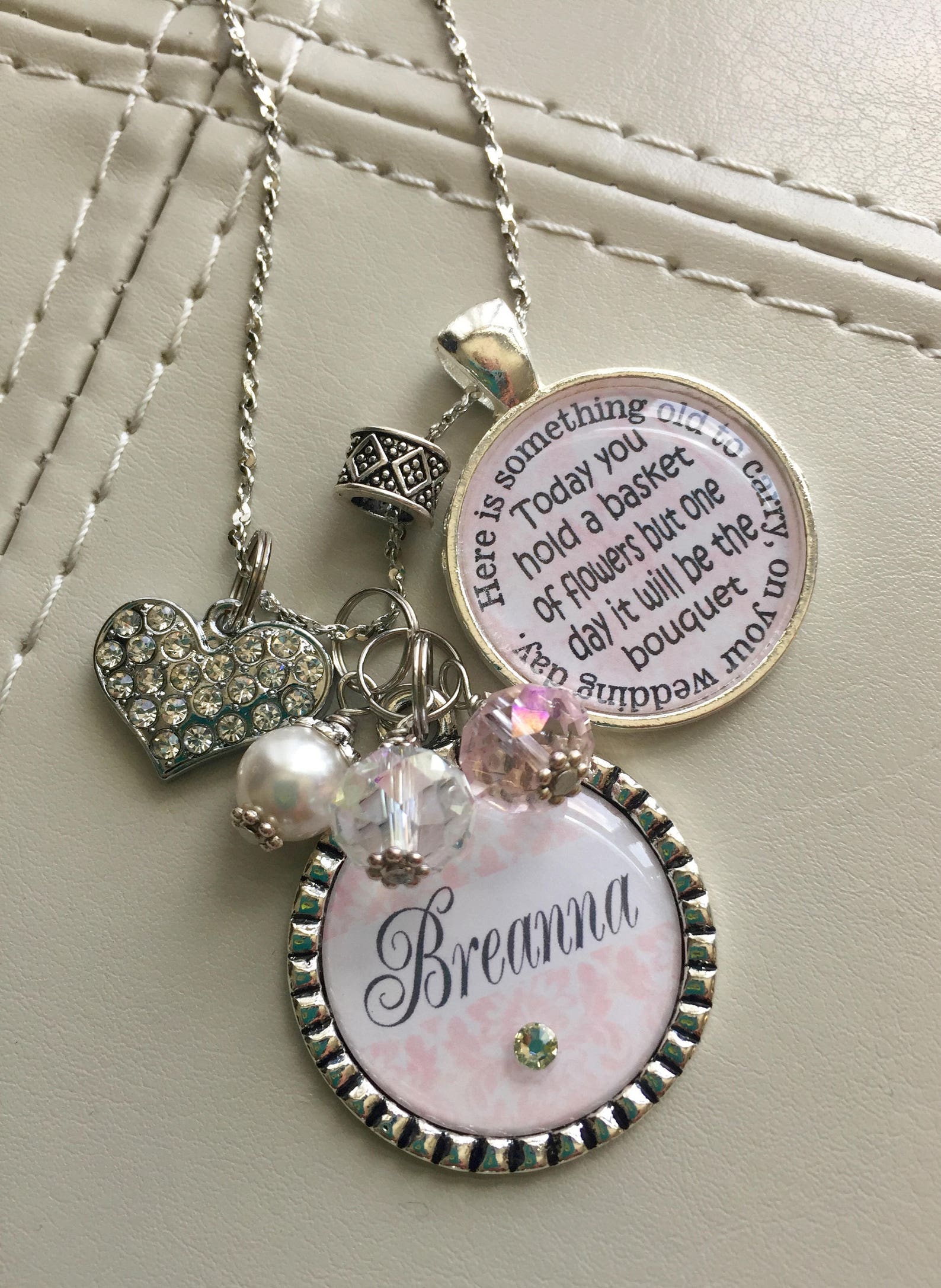 Flower Girl Necklace personalized childrens name pink Etsy