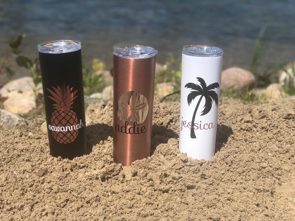 Personalized vacation tumbler with straw Stainless steel Etsy