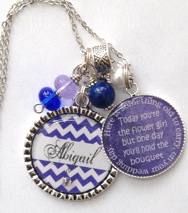 Flower Girl Necklace Personalized Childrens Name Daughter Etsy