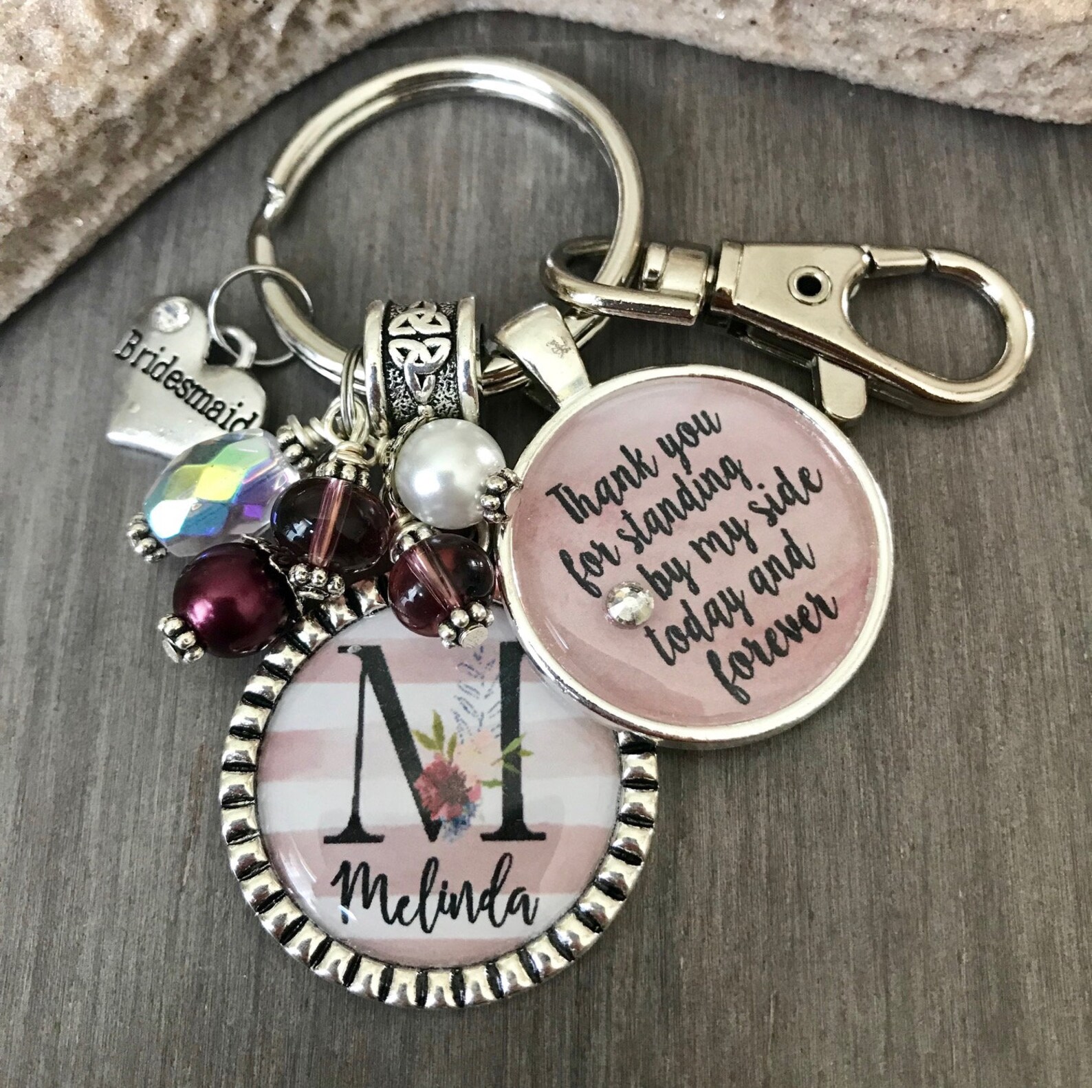 Wedding party GIFT Personalized keychain Thank you for Etsy
