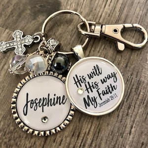 Custom bible quote keychain or necklace ~ Jeremiah 29:11 jewelry ~ His will His way My Faith personalized gift ~ Religious gift ~ Catholic
