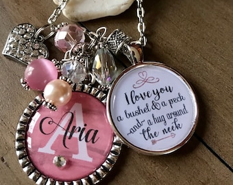 I love you a bushel and a peck jewelry ~ Personalized Keychain ~ Mother's necklace ~ Quote Jewelry ~ Gift for Mom ~ Gift for girls ~ Girl's