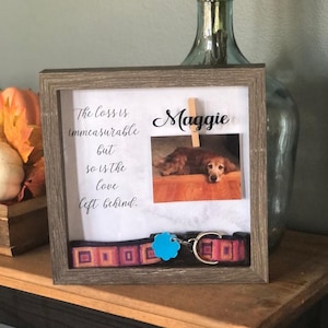 Personalized PHOTO Pet Memorial Box - Pet Collar shadow box -The loss is immeasurable but so is the love left behind  memorial Sympathy gift