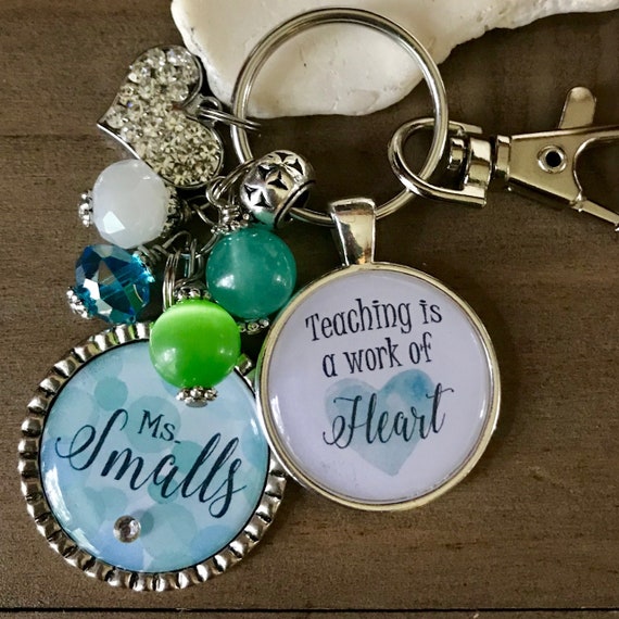 JKCEDesigns Teacher Gift, Teaching Is A Work of Heart Keychain, Clip on Keychain, Charm Keychain, New Teacher Gift, End of School Gift, Back to School