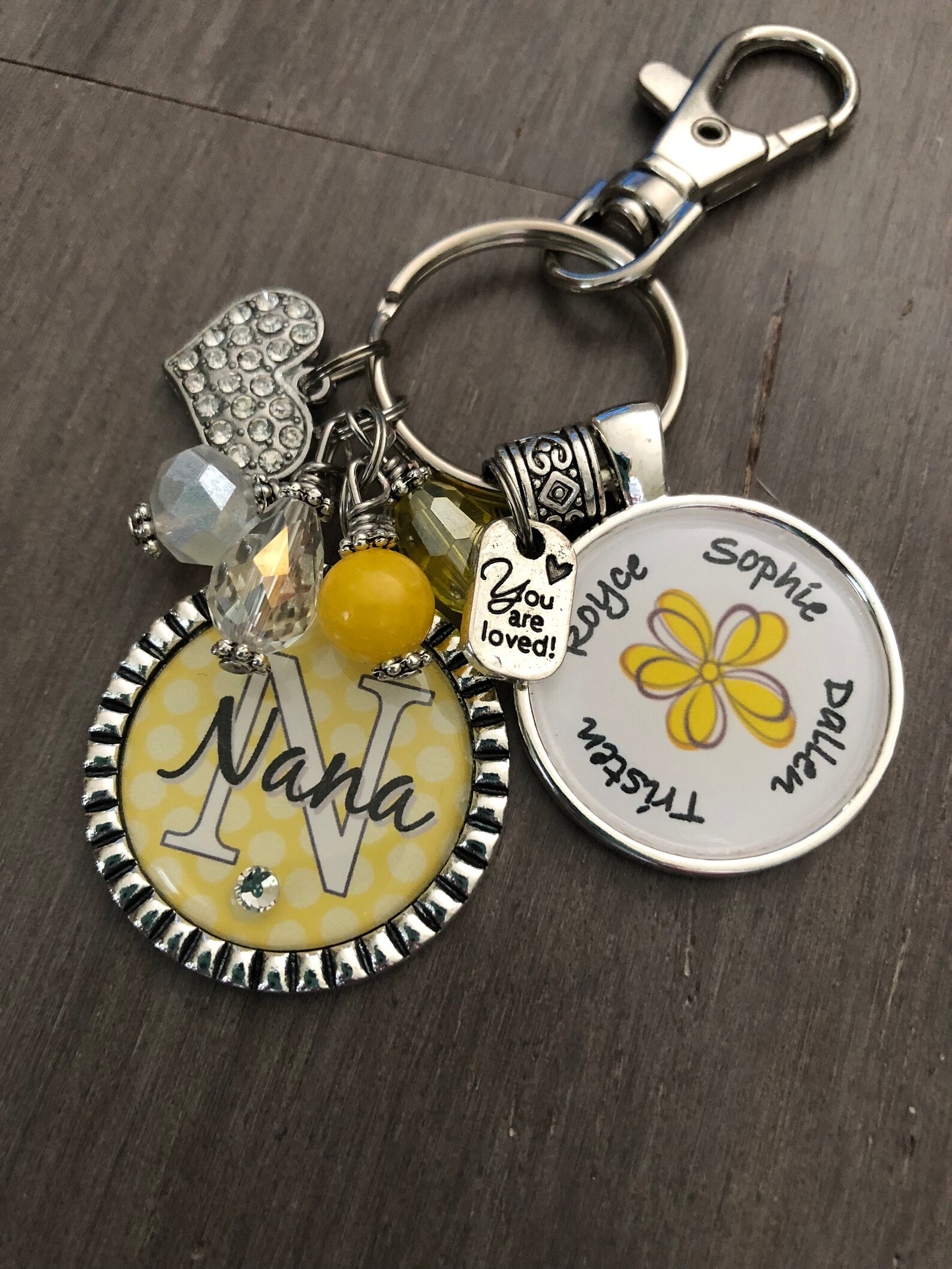 Personalized Nana Keychain Childrens Name Nana Mother Gift Etsy