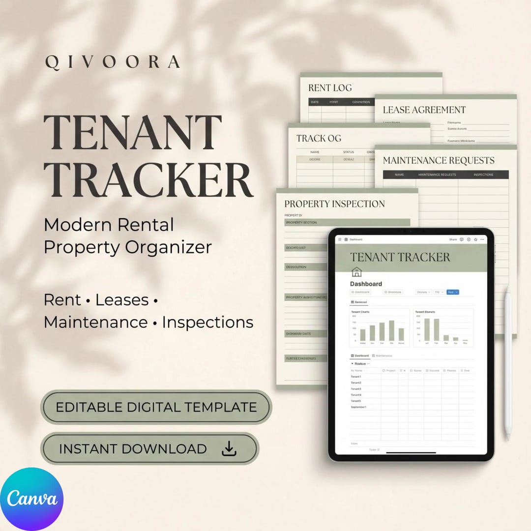 Tenant Tracker Spreadsheet, Rent Payment Planner, Editable Landlord ...