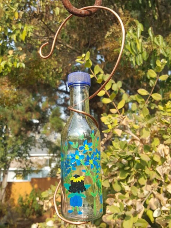 Recycled Bottle Hummingbird Feeder Fairy Art Hand Painted Etsy