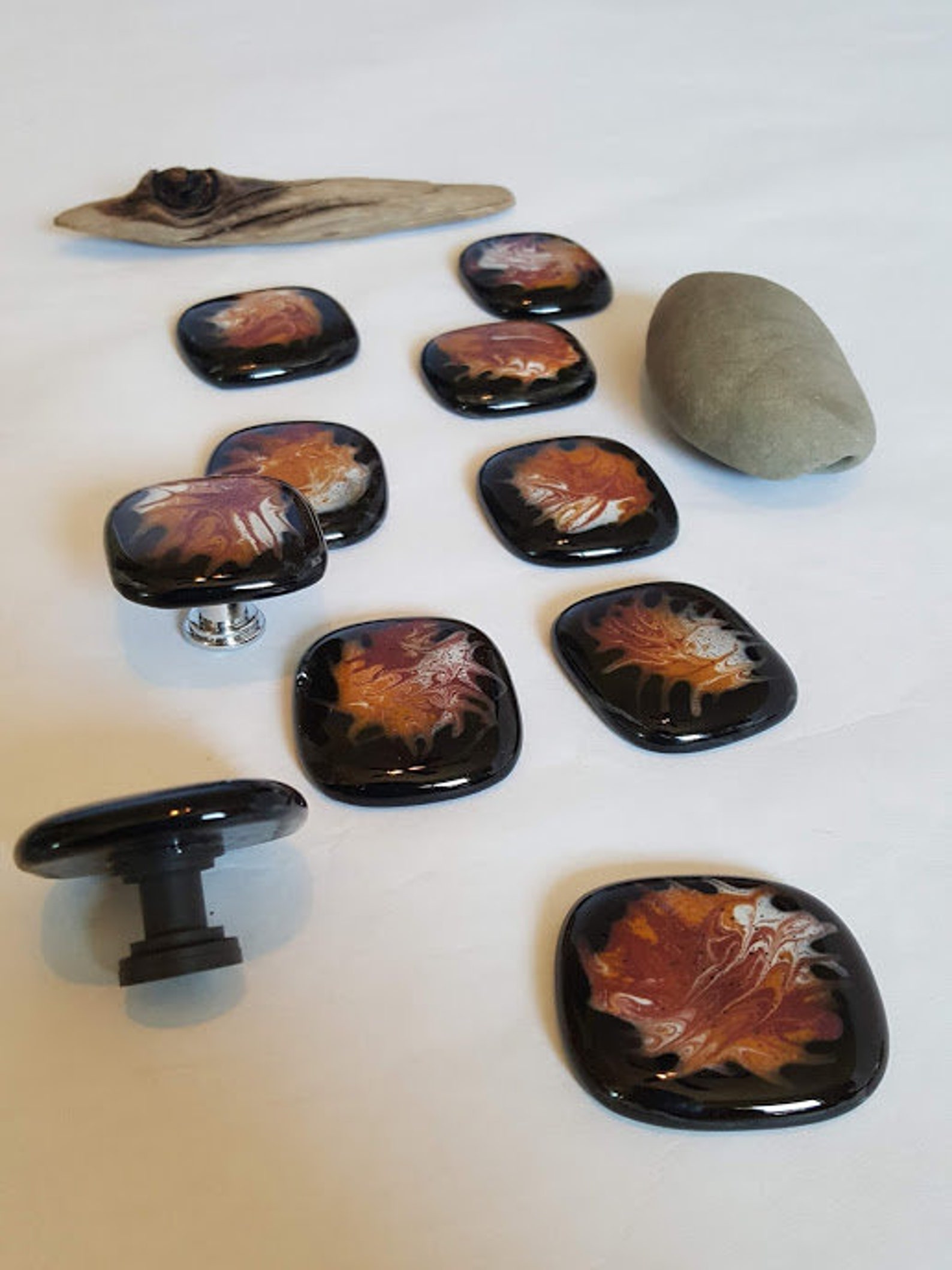 Recycled Glass Knob with Swirled Enamels Fused Glass Etsy