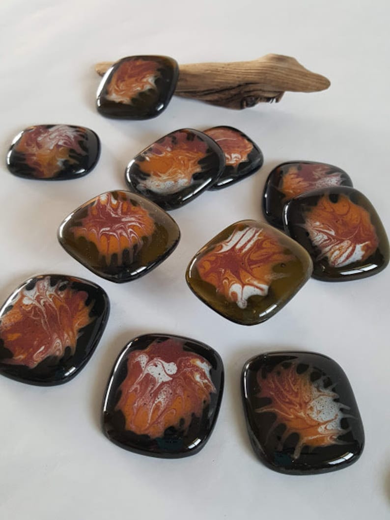 Recycled Glass Cabinet Knob with Swirled Enamels Glass Cabinet Knob with Glossy Fused Enamel Colors Fused Glass Drawer Pull
