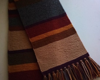 WOOL Doctor Who S12-14 Worsted Weight Garter Stitch Type Hand Knit Full Size Scarf 4th Doctor Tom Baker by Ashlee's Knits Md2Order